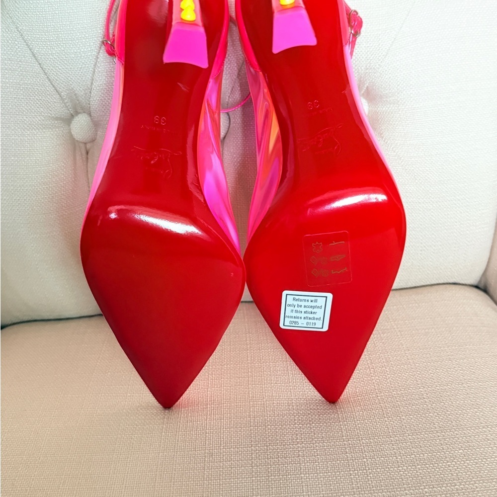 Christian Louboutin Debout Condorapik 100 Hot Pink Vinyl Patent Leather Pump 39 - Picture 12 of 12